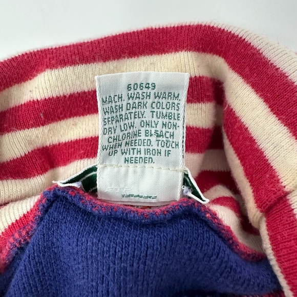 Vintage Izod Lacoste Mens Sz L Candy Stripe Turtle Neck Blue RARE!!! T0 - Picture 7 of 10